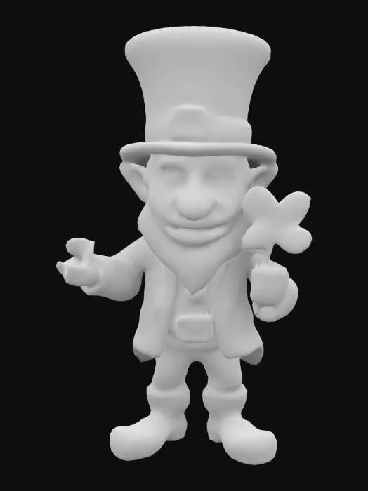 3D model for leprechaun HOLDING A RAINBOW COLORED SHAMROCK