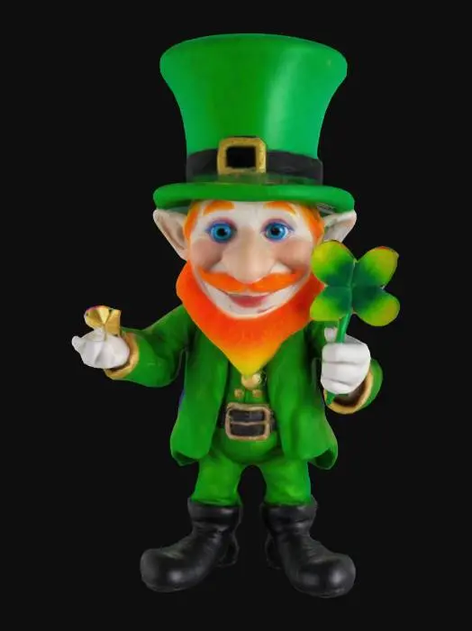 3D model for leprechaun HOLDING A RAINBOW COLORED SHAMROCK