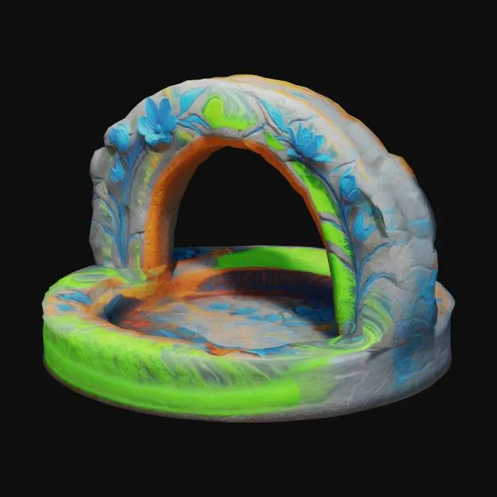 3D model for A Celtic-themed circle of made of white stone intended for gatherings of about 16 people. It should consist of circular formation with carvings of Sakura flowers It should have a weathered look. The circle should feel open and inviting, emphasizing a sense of connection to nature and tradition. Do not include any additional elements like chairs, altars, or decorations—focus purely on the circle.