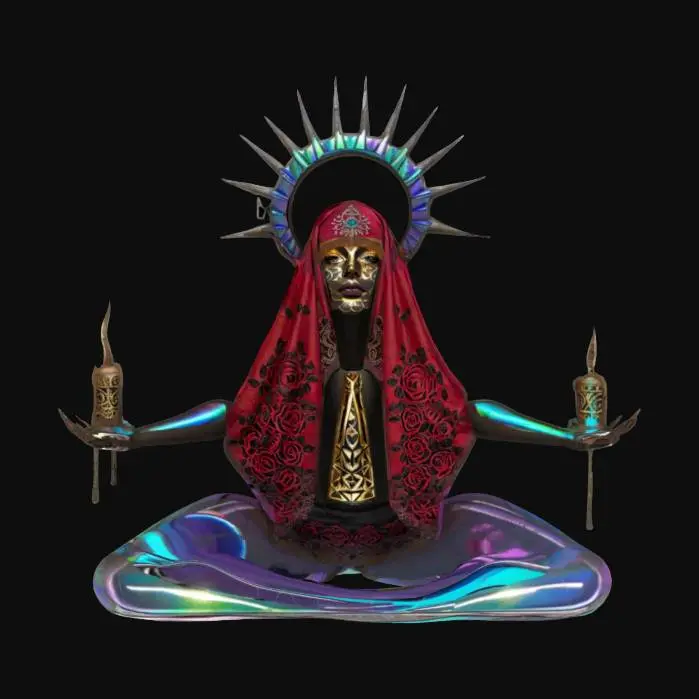 3D model for 
The creature's monumental, pyramid-shaped head appears to be made of heavily rusted, weathered metal, giving it a rough, pitted, and corroded texture. The surface is unevenly discolored with darker patches of rust and lighter areas where the metal might be exposed. The large blade it carries is also heavily corroded, with a dull, grimy finish and jagged edges. The body beneath the helmet, where visible, seems covered in dark, coarse fabric or decaying flesh, appearing ragged and tattered. The overall texture conveys a sense of decay, brutality, and immense weight.