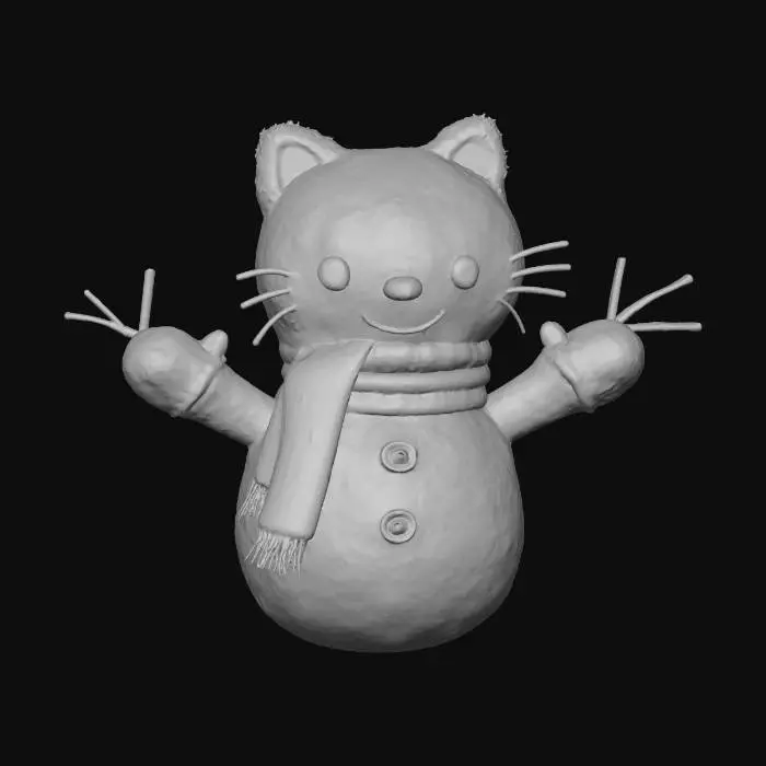 3D model for create a hello kitty snowman with a christmas scarf, black eye, yellow nose and stick arms with mittens on them. , #Christmas2025#
