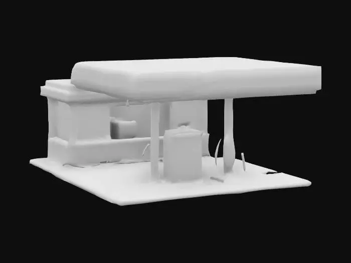 3D model for an abandoned gas station in the desert
