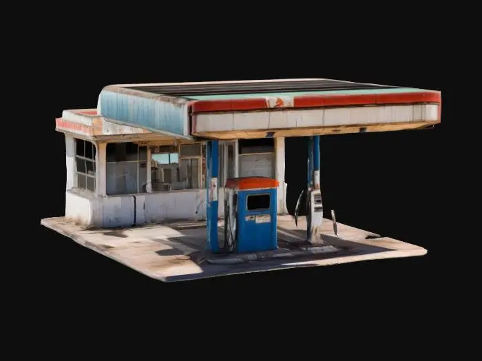 3D model for an abandoned gas station in the desert