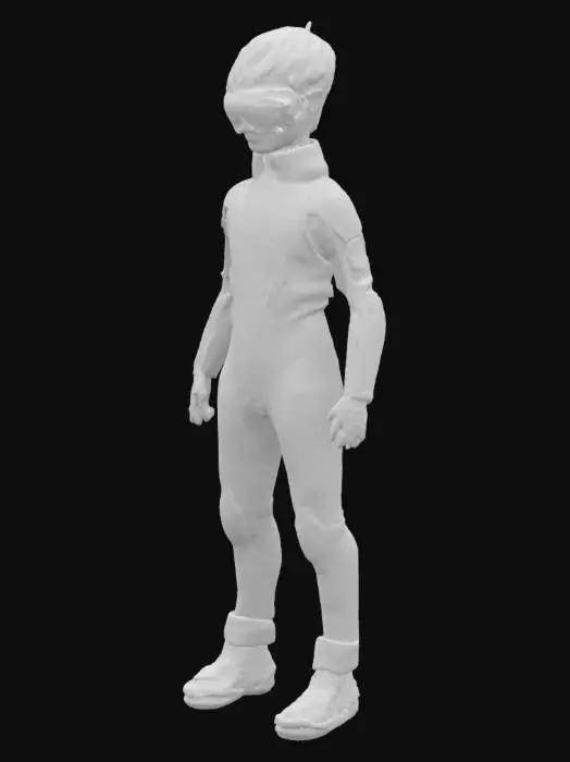 3D model for A futuristic boy that has a chip in his right ear, and this boy must be able to be rigged
