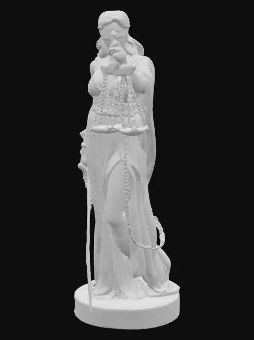 3D model for lady justice with a bloody sword