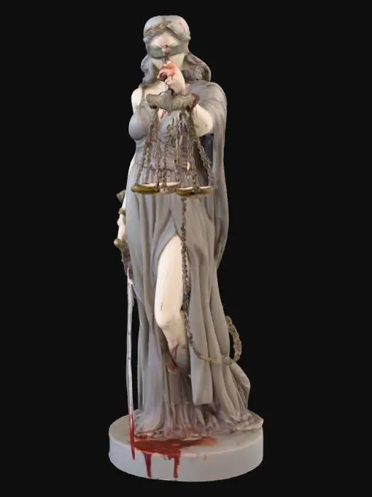 3D model for lady justice with a bloody sword
