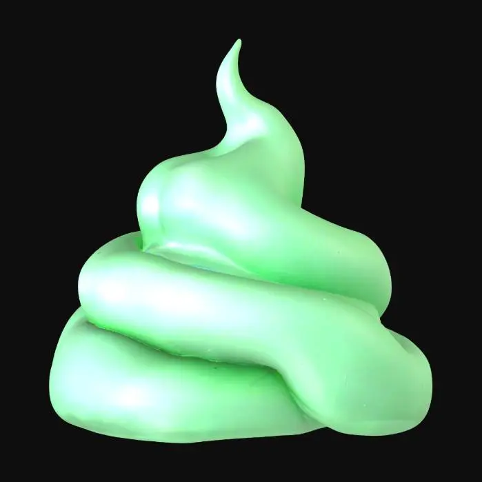 3D model for create several poos with a similar structure to them, but each have a different rarity: there is the standard poo, uncommon poo (green), rainbow poo, stinky poo, rare poo (blue and amethyst), sweetcorn poo (with pieces of sweetcorn in it), brainrot poo (with skibidi toilet and italian brainrot props in it), legendary poo, mega poo (2x the size of the other poo), mythic poo, sludgy poo, goofy poo (with a goofy face), fiery poo, golden poo, cursed poo (void) and divine poo (glowing white). make it so each poo has a special particle effect to them