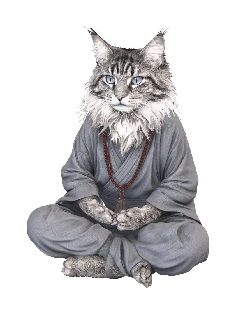 Master Miao-Zen (or Venerable Bodhi-Purr) - Whiskers 3D model, vytvořený pomocí AI