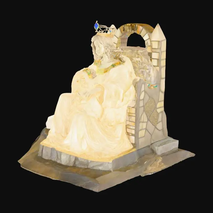 3D model for Seated Majesty, Sculpture of the Virgin of Coromoto sitting on a throne with a baby on her lap