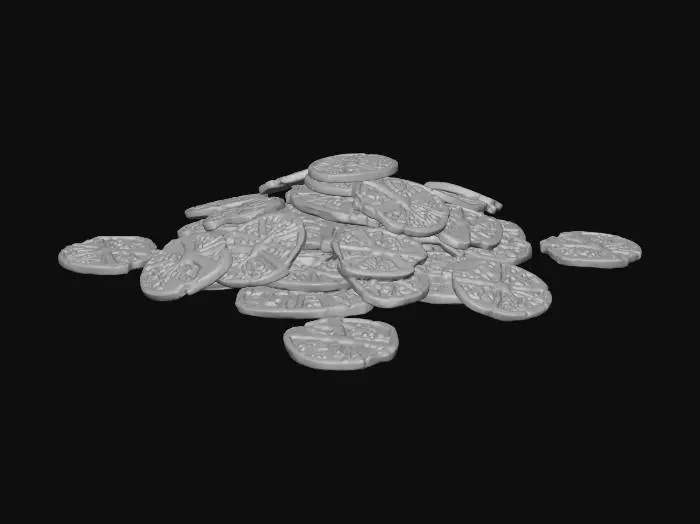 3D model for Medium pile of 30-50 golden ornate coins