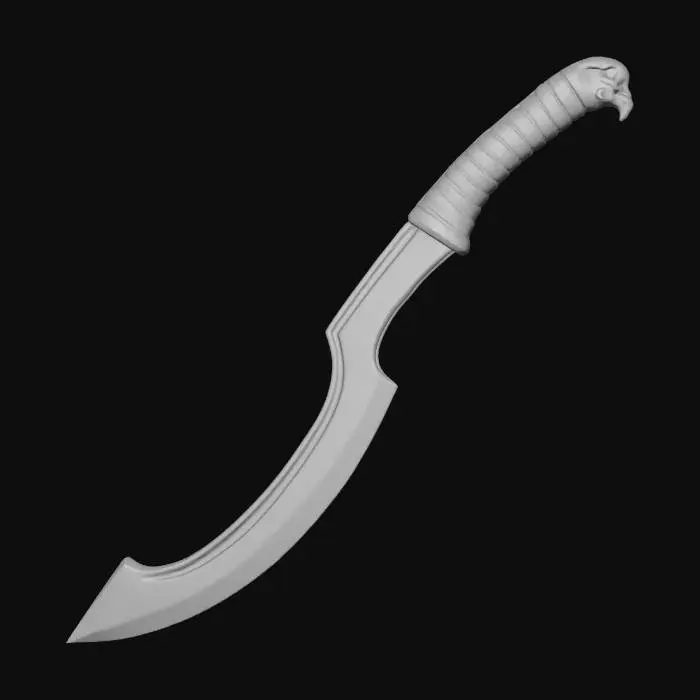 3D model for egyptian khopesh weapon with black and gold