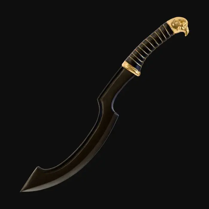 3D model for egyptian khopesh weapon with black and gold