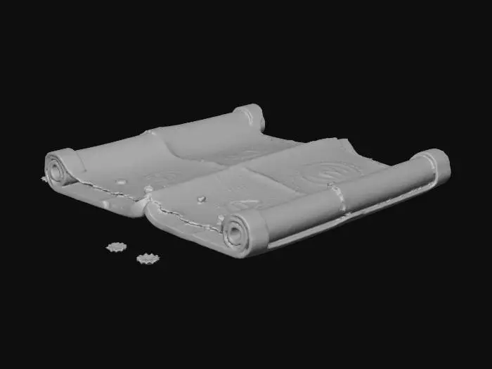 3D model for Dark fantasy, medieval era, weathered archeologists map.