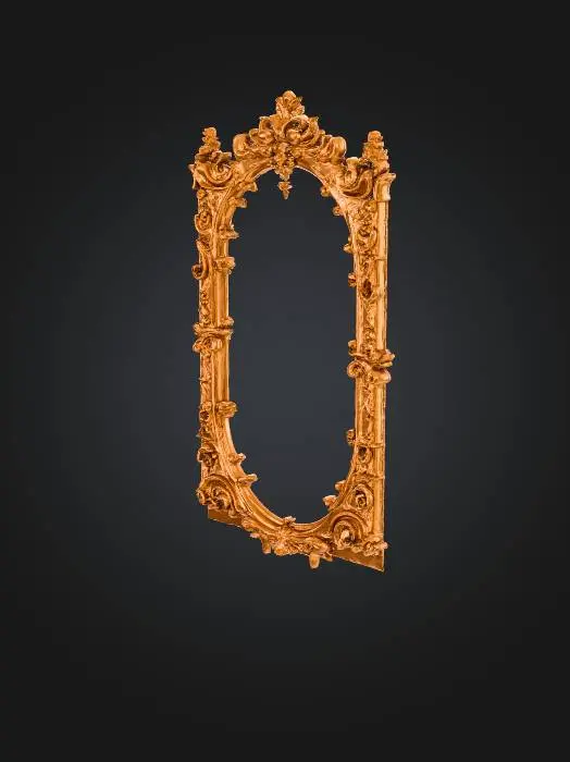 3D model for A big tall picture frame between two rocks depicting a dark fantasy scenery.