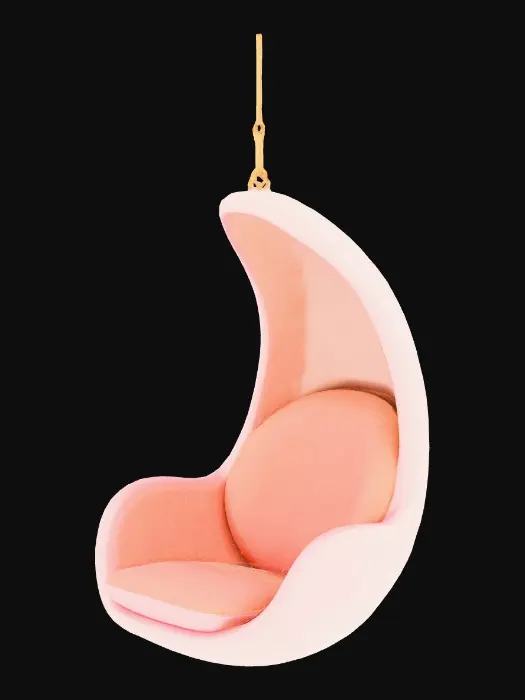 3D model for Anime style piece of furniture, hanging chair, relaxed, abstract, masterpiece