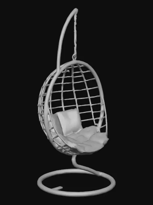 3D model for Anime style piece of furniture, hanging chair, relaxed, abstract, masterpiece