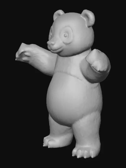 3D model for cute adult female panda, realistic, humanlike posture
