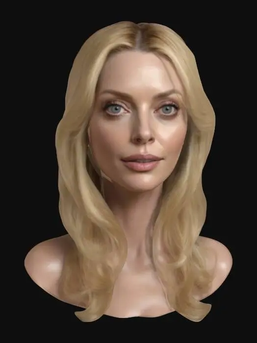 3D model for a high res ultra realistic head portrait of actress April Bowlby  with blonde hair