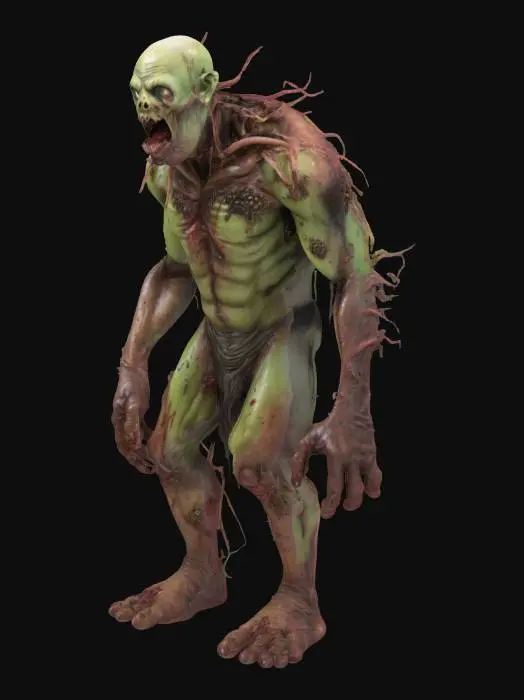 3D model for a Ultra Realistic huge Game Asset zombie golem covered in slimy worms and maggots