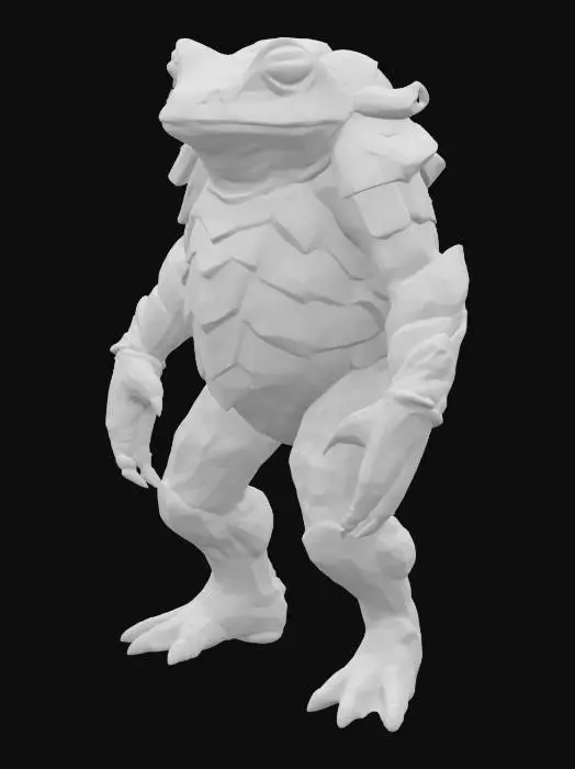 3D model for a highly detailed fantasy toad creature with segmented armor made of walnuts