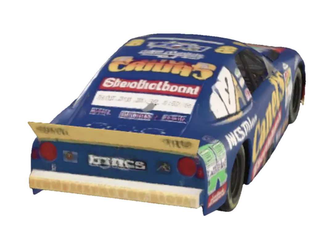 Blue Canels race car on the track 3D model, vytvořený pomocí AI