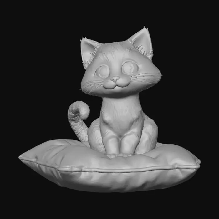 3D model for A cute cat sitting on the pillow on chair