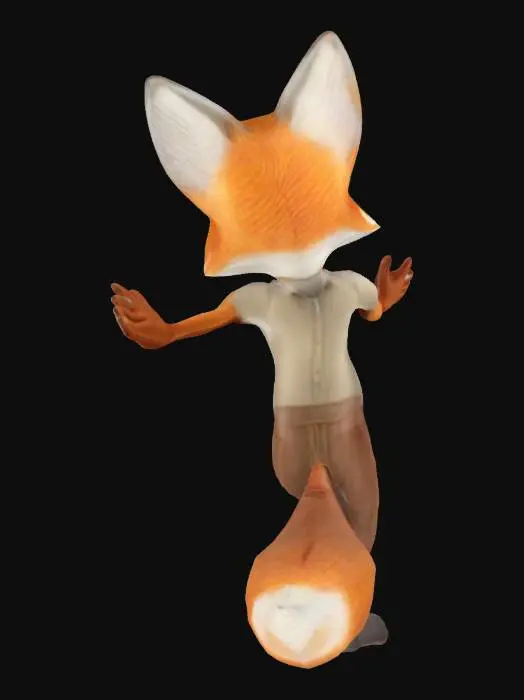 3D model for Friendly Fox Welcoming in T-Pose with trousers and fox tail