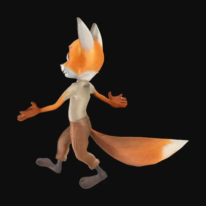 3D model for Friendly Fox Welcoming in T-Pose with trousers and fox tail