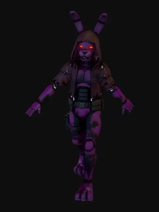 3D model for a humanoid rabbit robot that would be used as a vtube model for a streamer that plays horror games