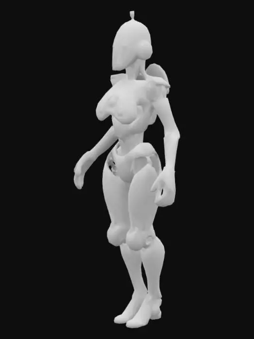 3D model for Silver metallic shiny robot