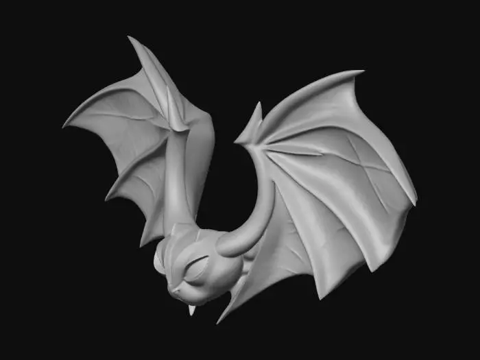 3D model for Create a pair of black bat wings with a dark, gothic style. The wings should be large, sharp, and slightly torn at the edges. Add glowing eyes embedded in the wings, one on each side, giving a mysterious and supernatural look. The texture should be smooth but with subtle veins, and the eyes should glow in red or purple. Make the wings suitable for a Roblox UGC accessory
