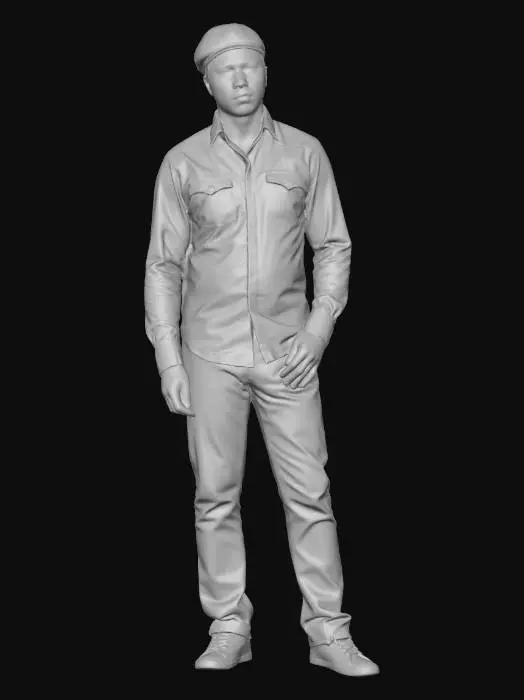 3D model for Casual Portrait in Grey Shirt and Cap