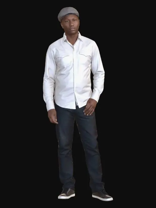 3D model for Casual Portrait in Grey Shirt and Cap