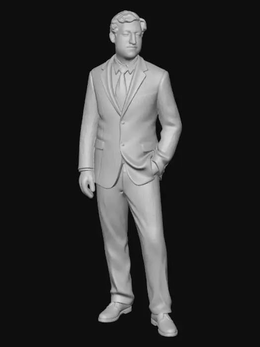 3D model for Contemplative Businessman in a Tan Suit