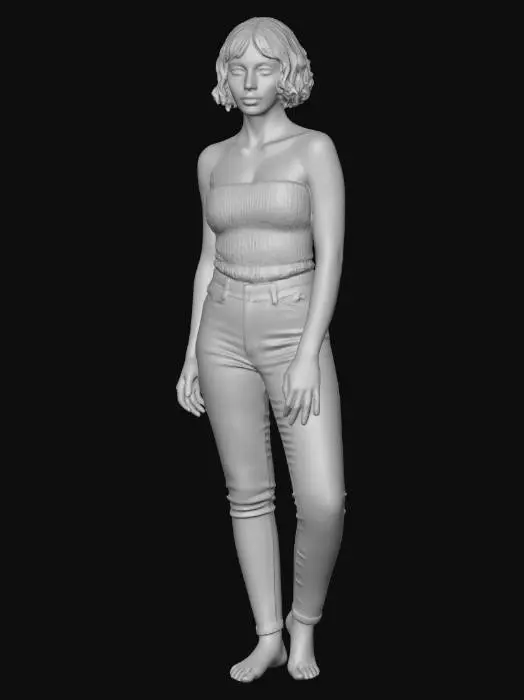 3D model for Blush Pink Tube Top with Black Jeans
