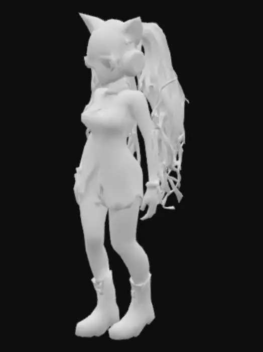 3D model for A Vaporwave Cyberpunk Cat Girl Princess 