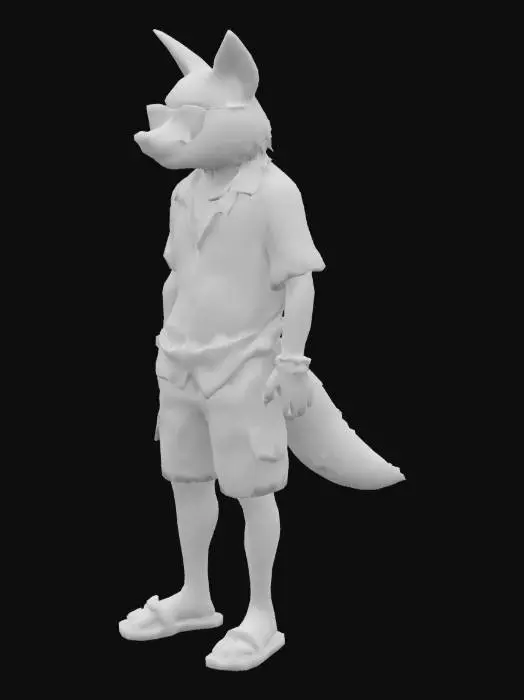 3D model for A Tropical Wolf Humanoid In 2000s style clothes