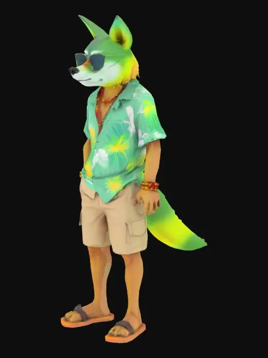 3D model for A Tropical Wolf Humanoid In 2000s style clothes