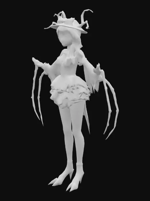 3D model for A Goth And Cosmic Purple And Black Anime Emo Teenage Spider Girl 