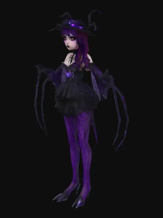 3D model for A Goth And Cosmic Purple And Black Anime Emo Teenage Spider Girl 