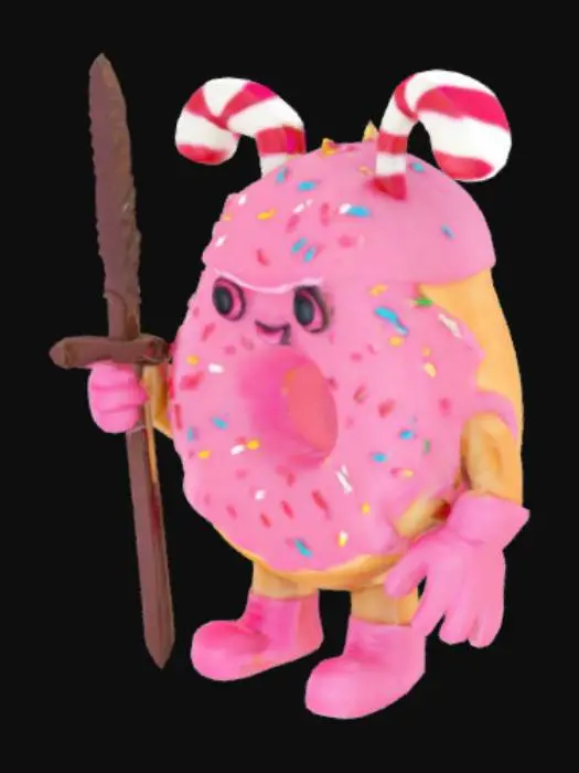 3D model for A pink frosted sprinkled donut warrior