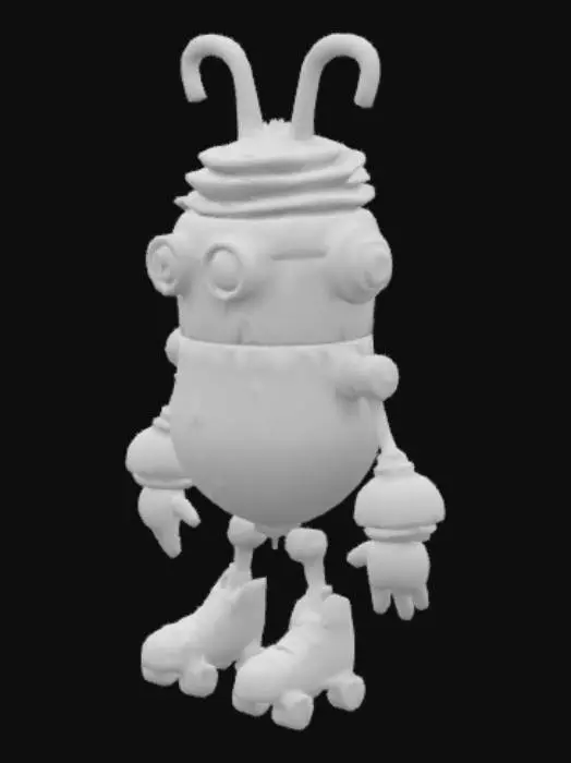 3D model for A red and yellow metal 90s strawberry banana milkshake robot