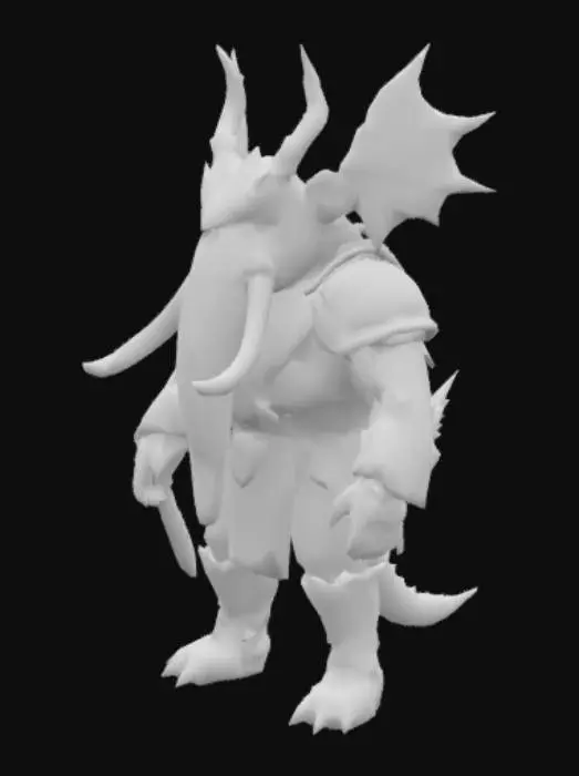 3D model for A surreal Humanoid hybrid of a Dragon And elephant as A Samurai In   
Cyberpunk Style