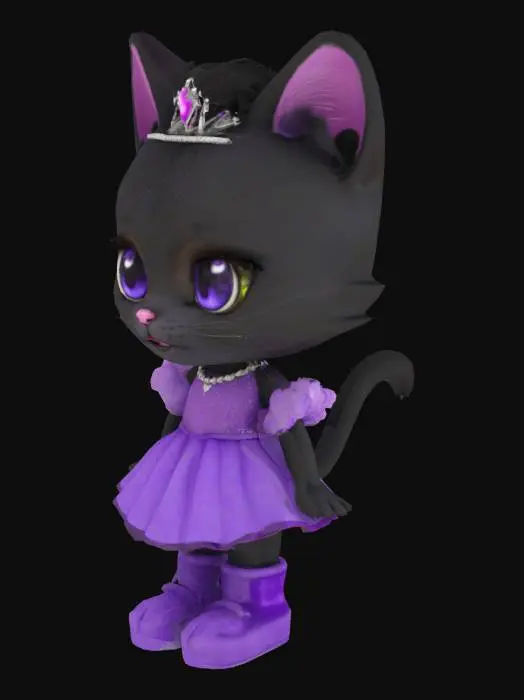 3D model for A Cute Black And Purple Girl Kitty Princess 