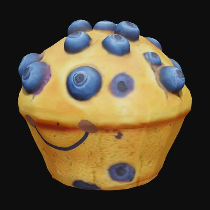 3D model for A cartoon style blueberry muffin