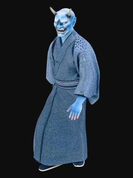3D model for Blue Oni in Traditional Kimono