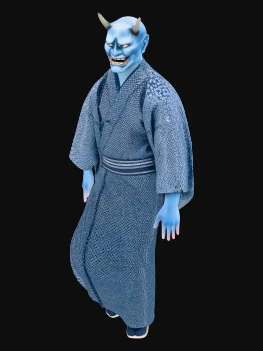 3D model for Blue Oni in Traditional Kimono
