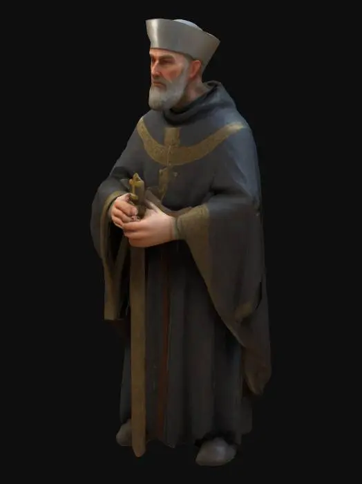 3D model for low poly Medieval priest from Europe from the 12th century