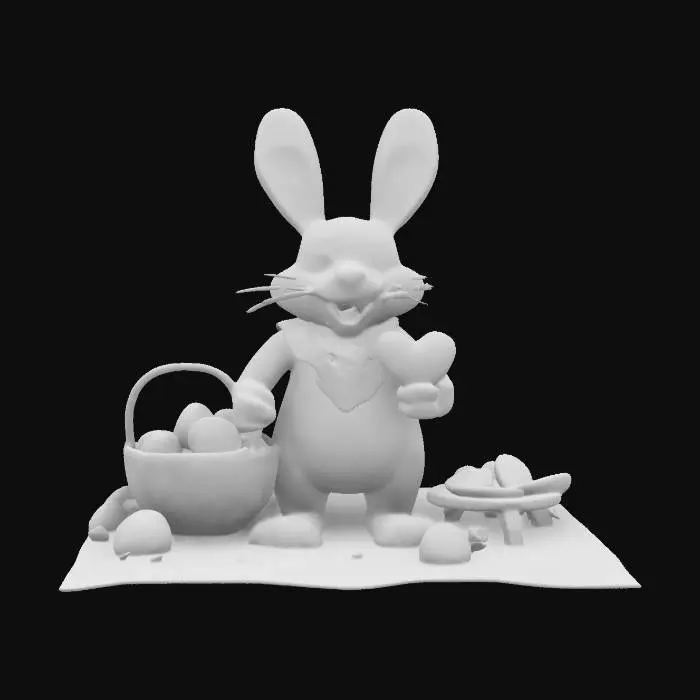 3D model for Joyful Rabbit, the planner of a heart-shaped picnic under blooming trees., #valentine#