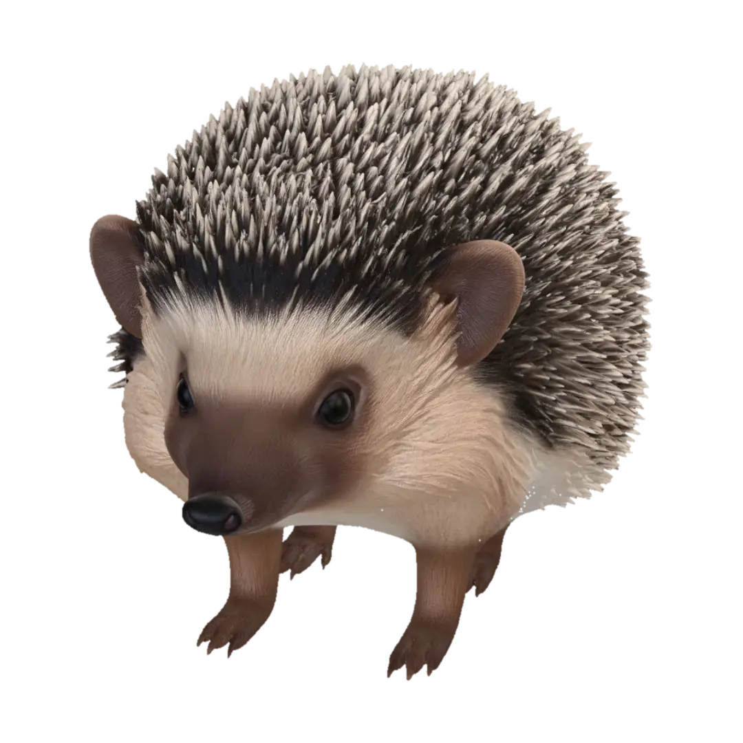 Реалистичный обыкновенный ёж (Erinaceus europaeus) в естественной позе стоя,… - Hedgehog 3D model, vytvořený pomocí AI
